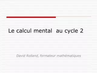 le calcul mental au cycle 2
