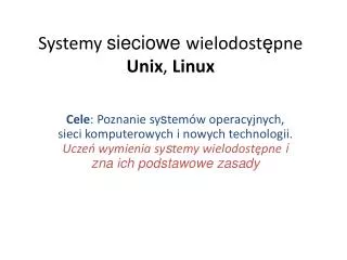 systemy sieciowe wielodost pne unix linux