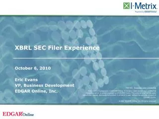 XBRL SEC Filer Experience