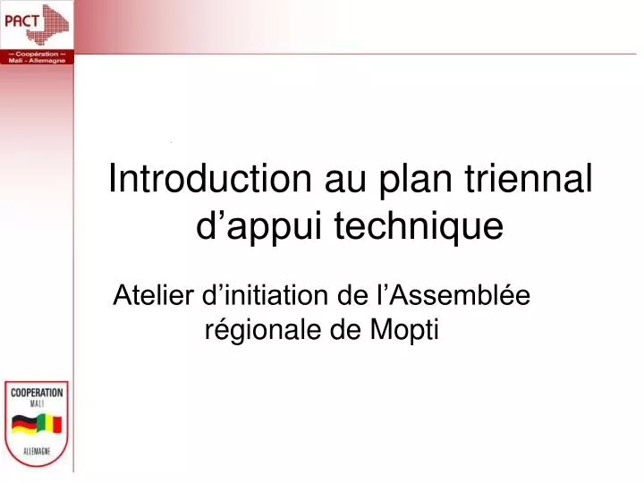 introduction au plan triennal d appui technique