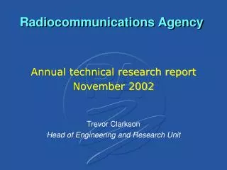 Radiocommunications Agency
