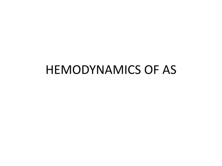 hemodynamics of as