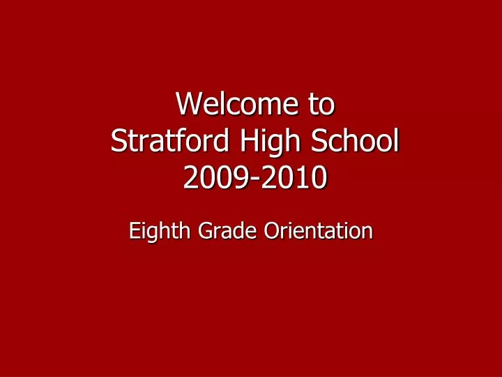 welcome to stratford high school 2009 2010