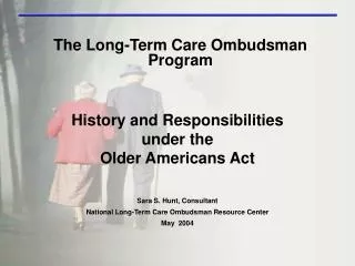 The Long-Term Care Ombudsman Program