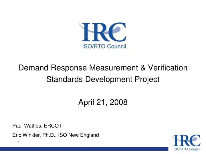 demand response measurement verification standards development project april 21 2008
