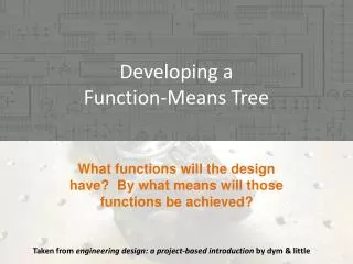 Developing a Function-Means Tree