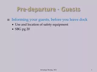 Pre-departure - Guests