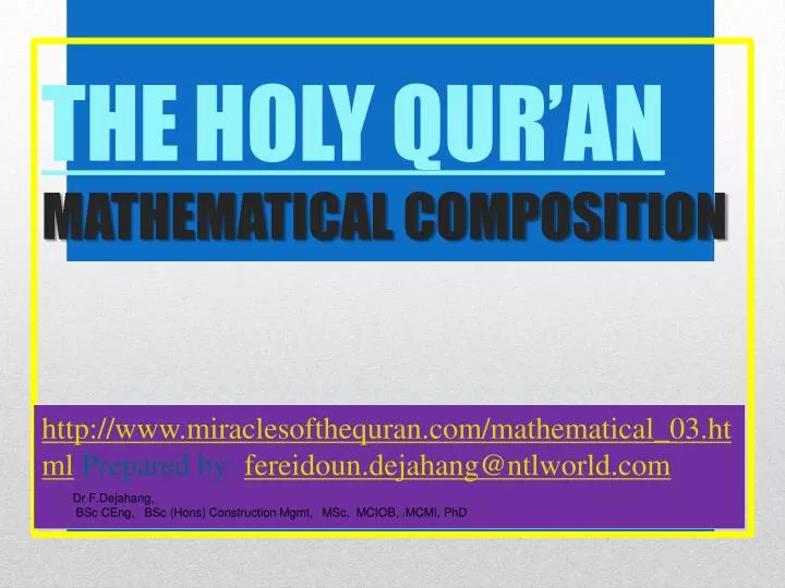 the holy qur an mathematical composition