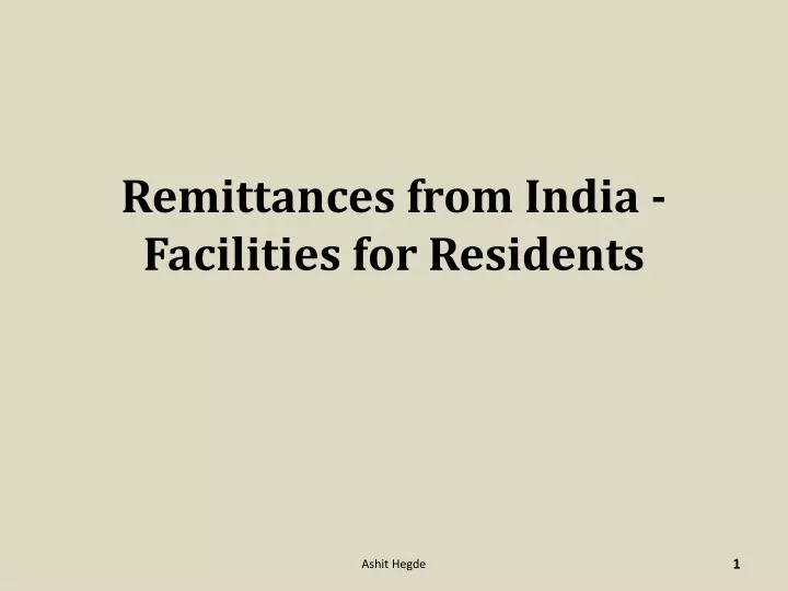 remittances from india facilities for residents