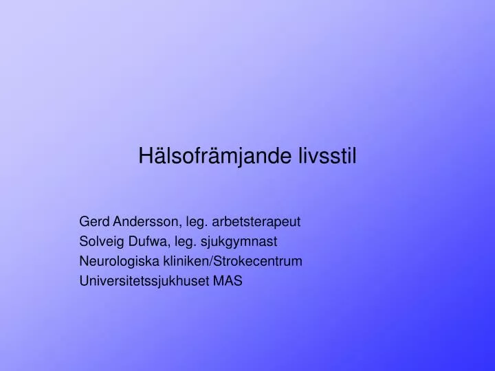 h lsofr mjande livsstil