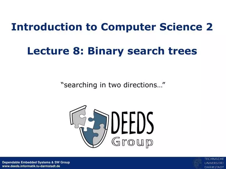 introduction to computer science 2 lecture 8 binary search trees