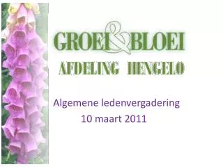 algemene ledenvergadering 10 maart 2011