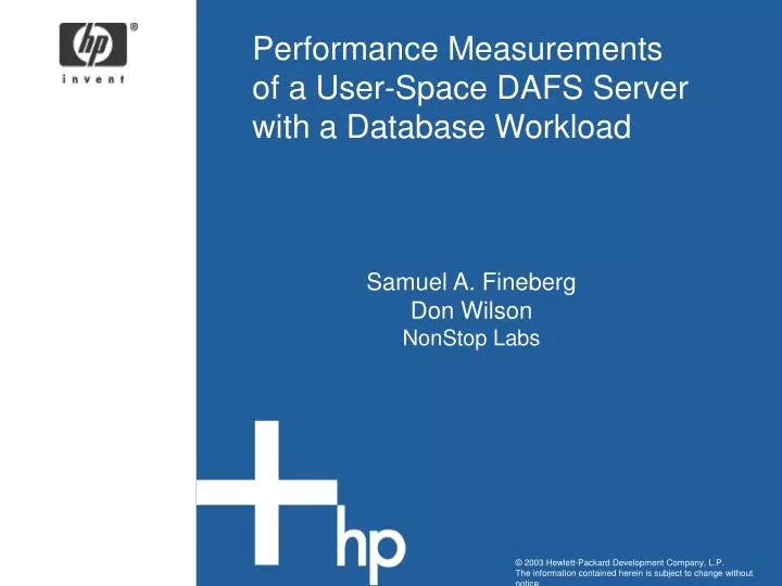 performance measurements of a user space dafs server with a database workload