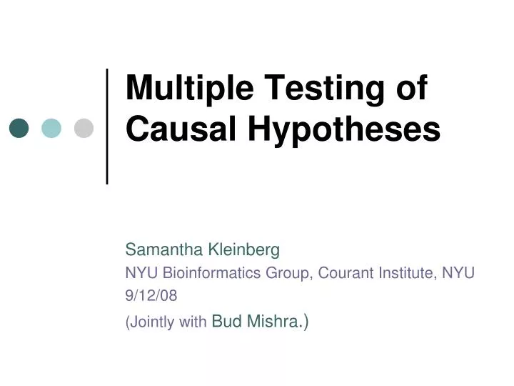 multiple testing of causal hypotheses