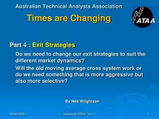 Australian Technical Analysts Association Times are Changing