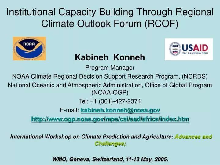 institutional capacity building through regional climate outlook forum rcof