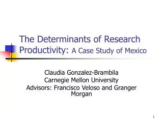 The Determinants of Research Productivity: A Case Study of Mexico