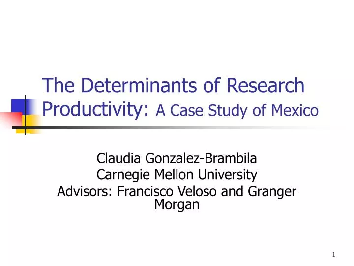the determinants of research productivity a case study of mexico