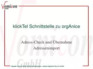 klicktel schnittstelle zu organice