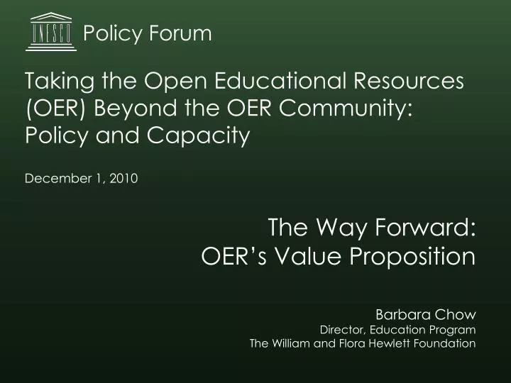 the way forward oer s value proposition