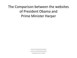 The Comparison between the websites of President Obama and Prime Minister Harper