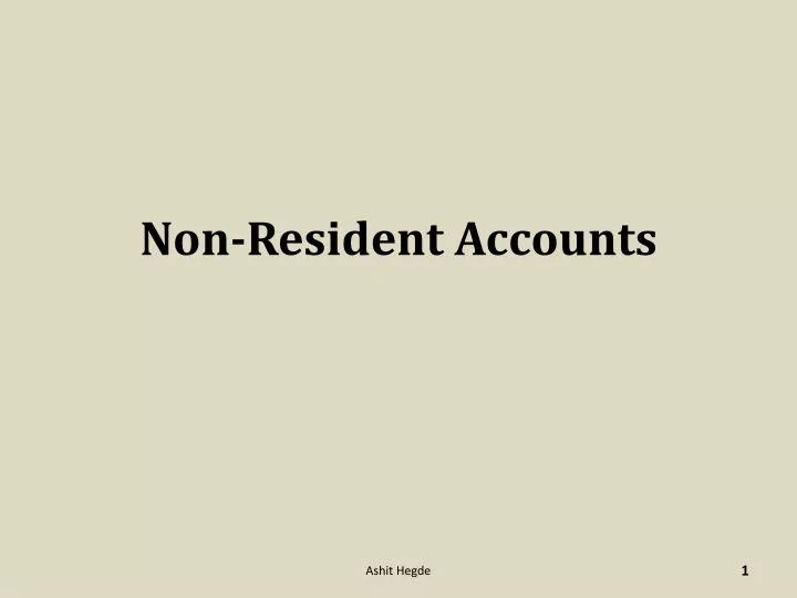 non resident accounts
