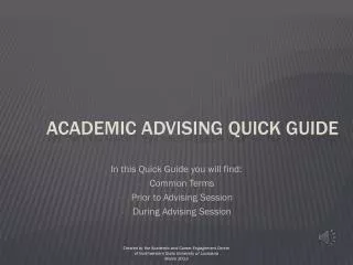 Academic Advising Quick Guide