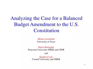 Analyzing the Case for a Balanced Budget Amendment to the U.S. Constitution
