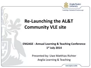 Re-Launching the AL&amp;T Community VLE site