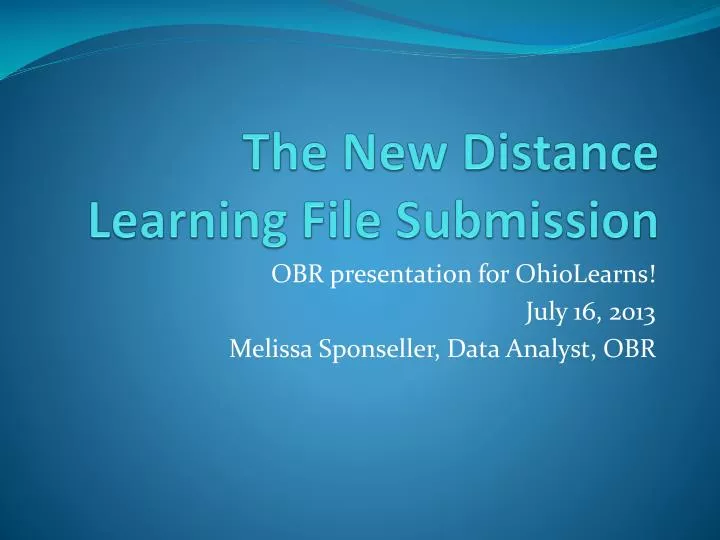 the new distance l earning file submission