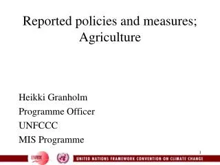 Reported policies and measures; Agriculture