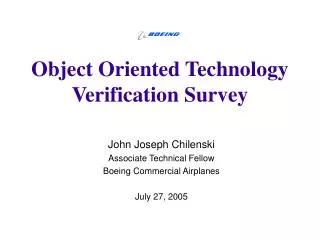 Object Oriented Technology Verification Survey