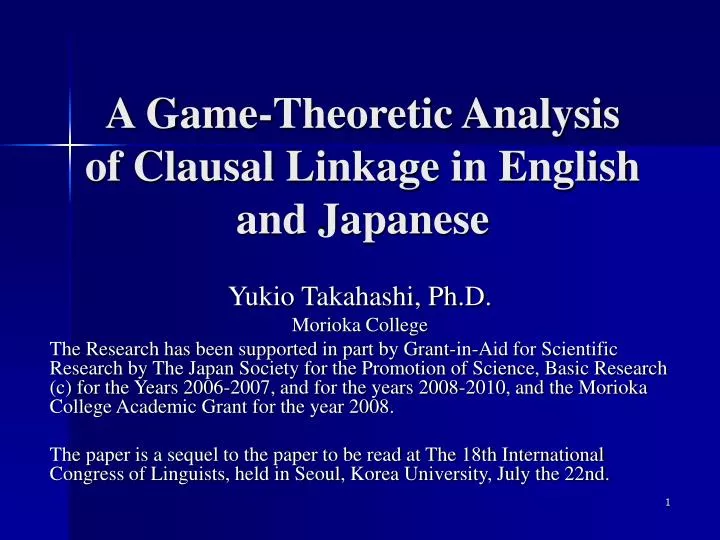 a game theoretic analysis of clausal linkage in english and japanese