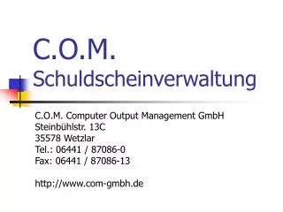 c o m schuldscheinverwaltung