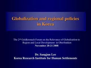 Globalization and regional policies in Korea