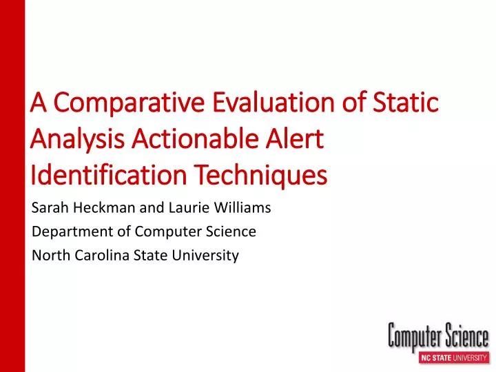 a comparative evaluation of static analysis actionable alert identification techniques