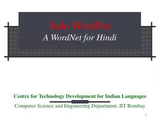Indo WordNet A WordNet for Hindi