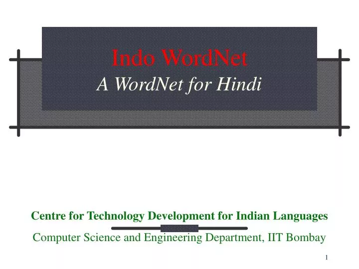 indo wordnet a wordnet for hindi