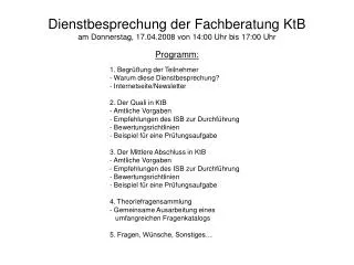 dienstbesprechung der fachberatung ktb am donnerstag 17 04 2008 von 14 00 uhr bis 17 00 uhr