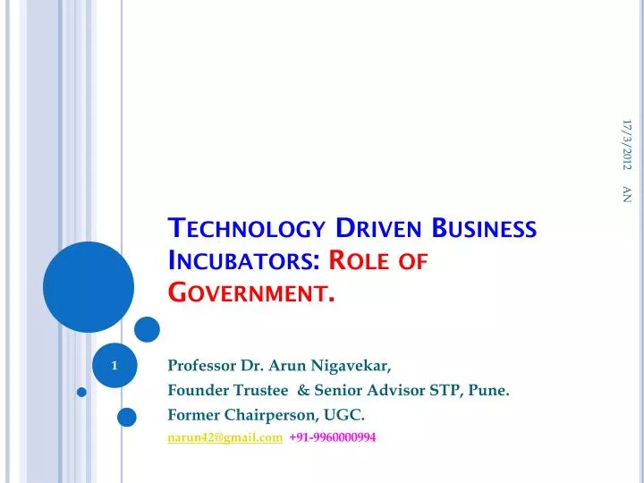 technology driven business incubators role of government