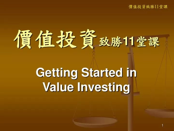 11 getting started in value investing