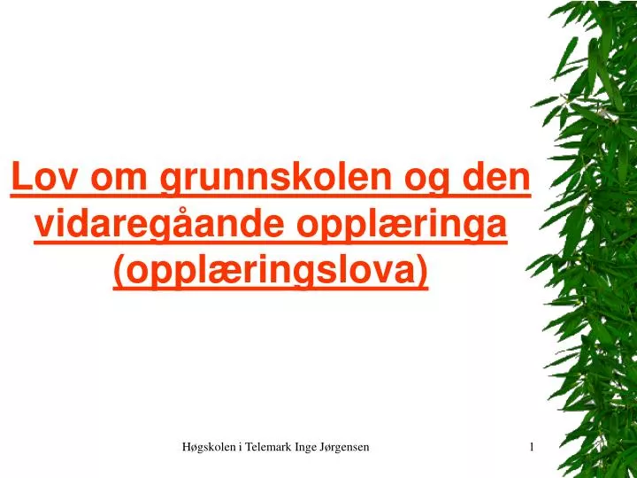 lov om grunnskolen og den vidareg ande oppl ringa oppl ringslova