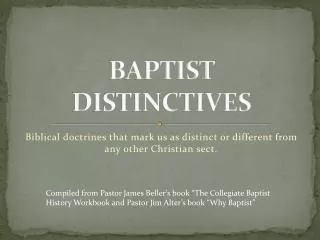 BAPTIST DISTINCTIVES