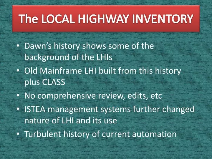 the local highway inventory