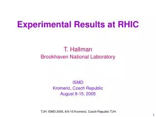 Experimental Results at RHIC