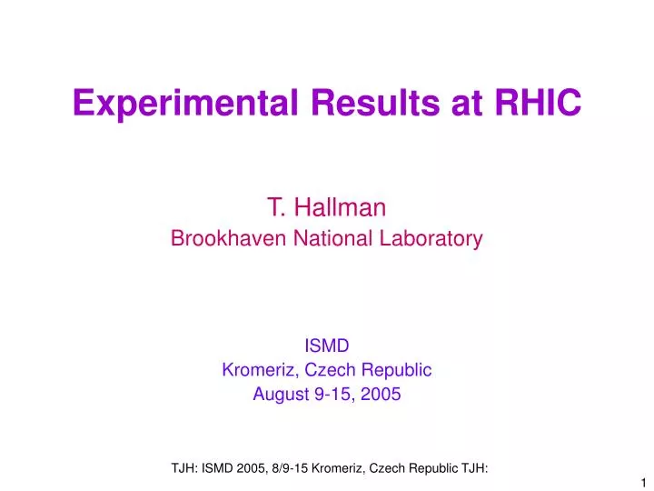 experimental results at rhic