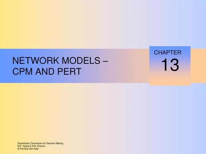 network models cpm and pert