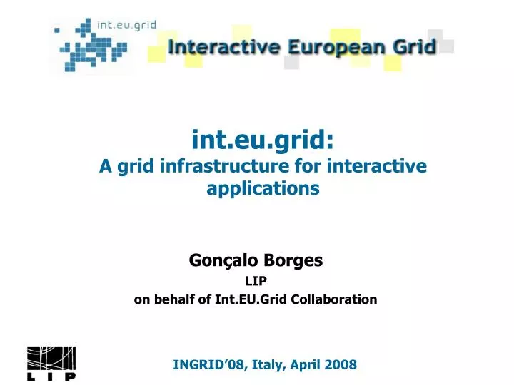 int eu grid a grid infrastructure for interactive applications