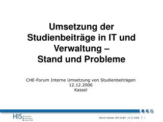 umsetzung der studienbeitr ge in it und verwaltung stand und probleme