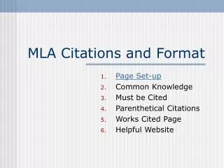 MLA Citations and Format